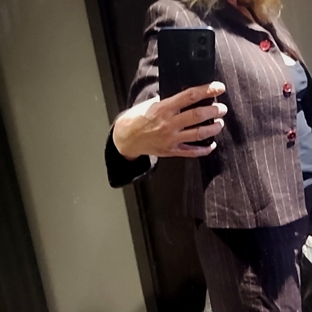 Women's OG dark burgundy pinstripe pants and jacket size m/l